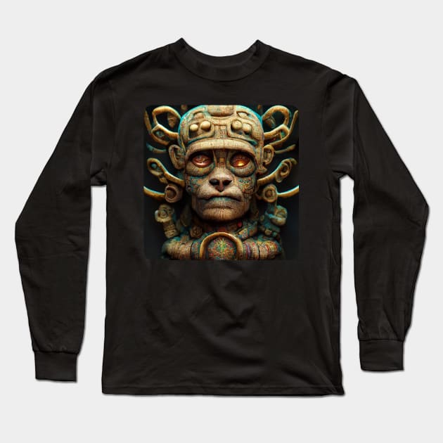 Mayan god Long Sleeve T-Shirt by Pikantz